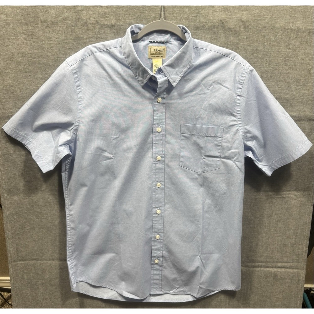 LL BEAN Men's Comfort Stretch Performance® Shirt, Short-Sleeve Medium Tall Blue